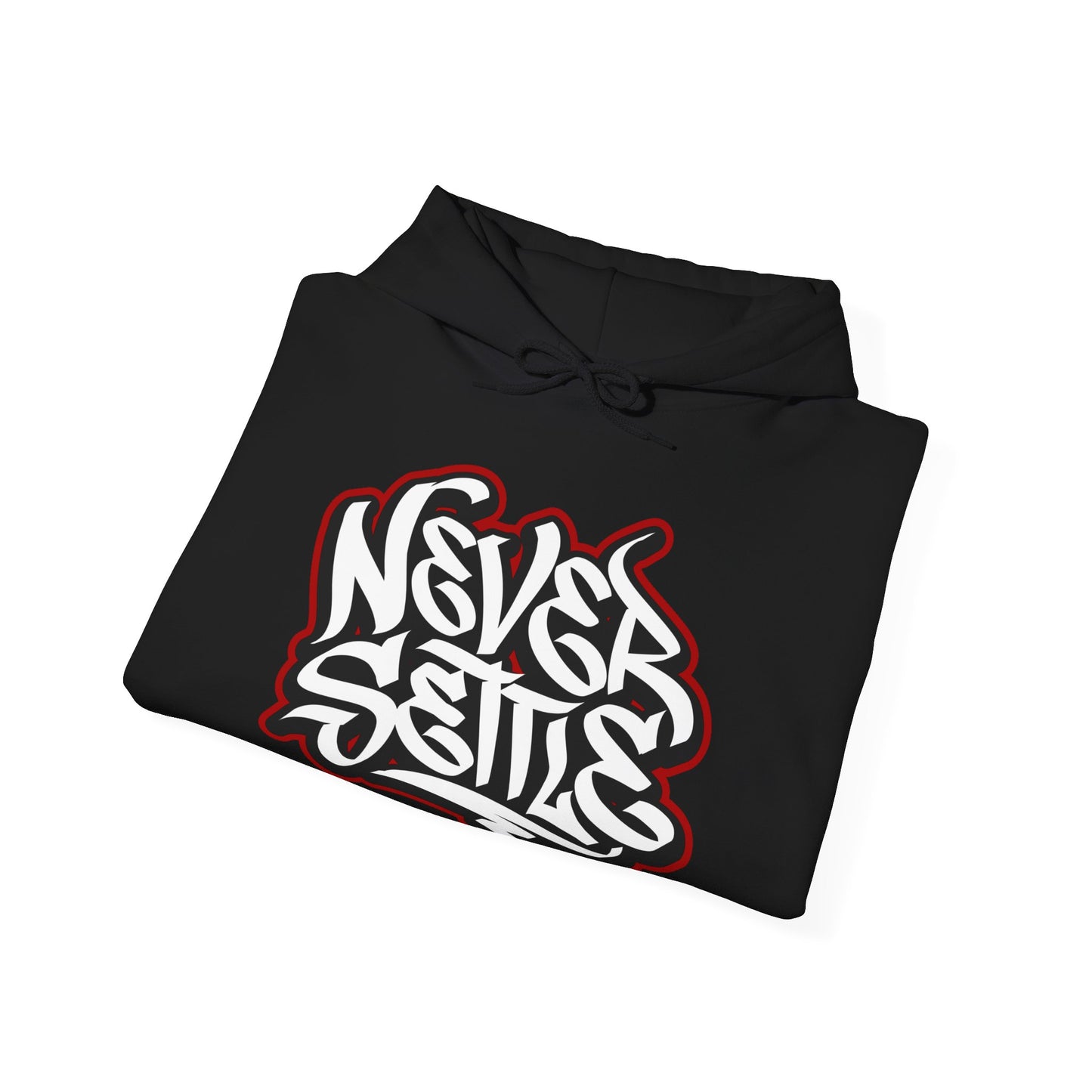 NEVER SETTLE - Hooded Sweatshirt - RED Outline