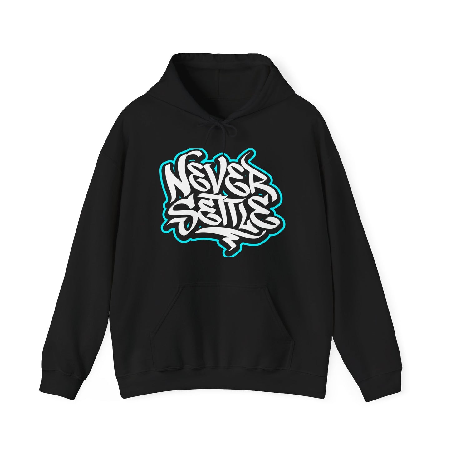 NEVER SETTLE - Hooded Sweatshirt - BLUE Outline