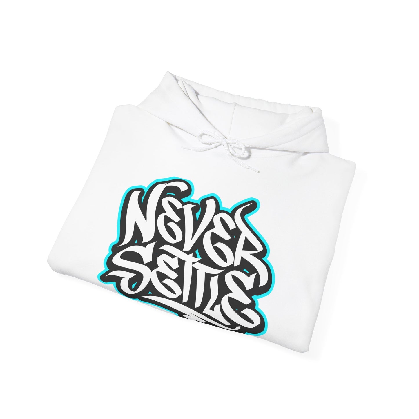 NEVER SETTLE - Hooded Sweatshirt - BLUE Outline