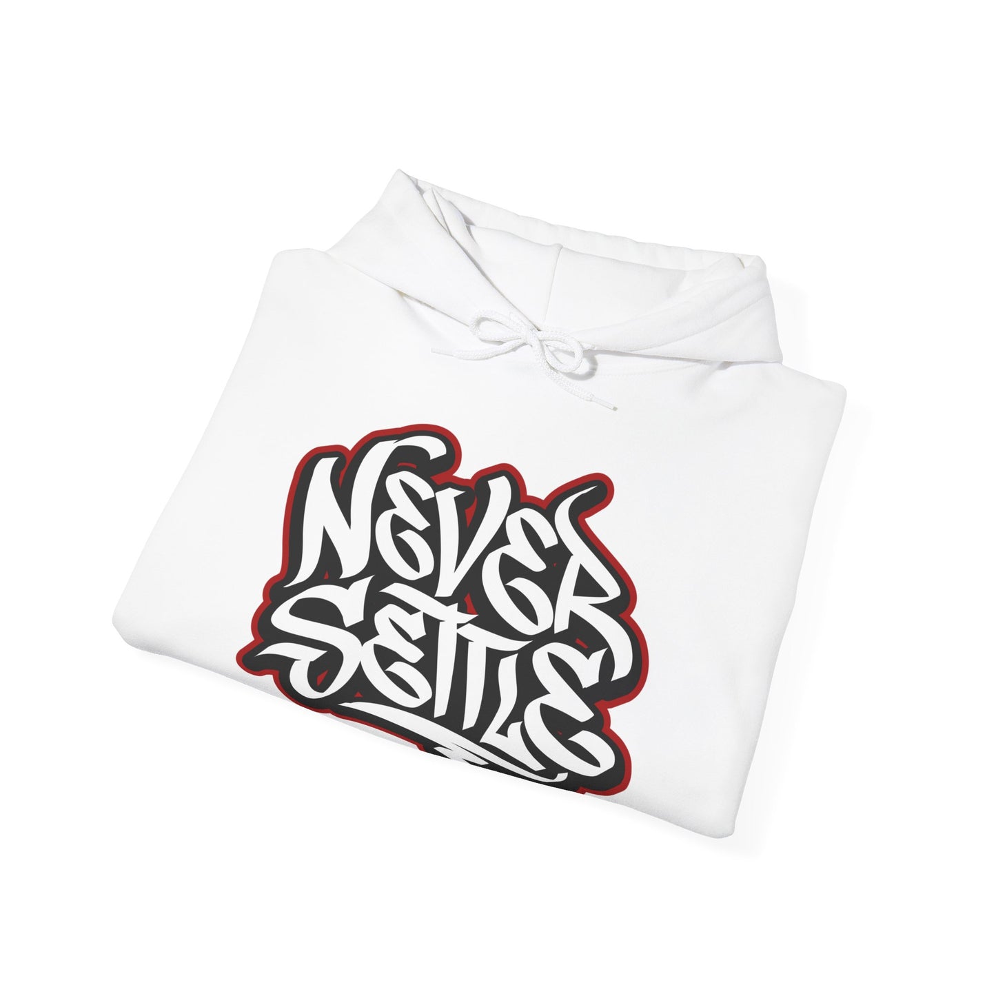 NEVER SETTLE - Hooded Sweatshirt - RED Outline