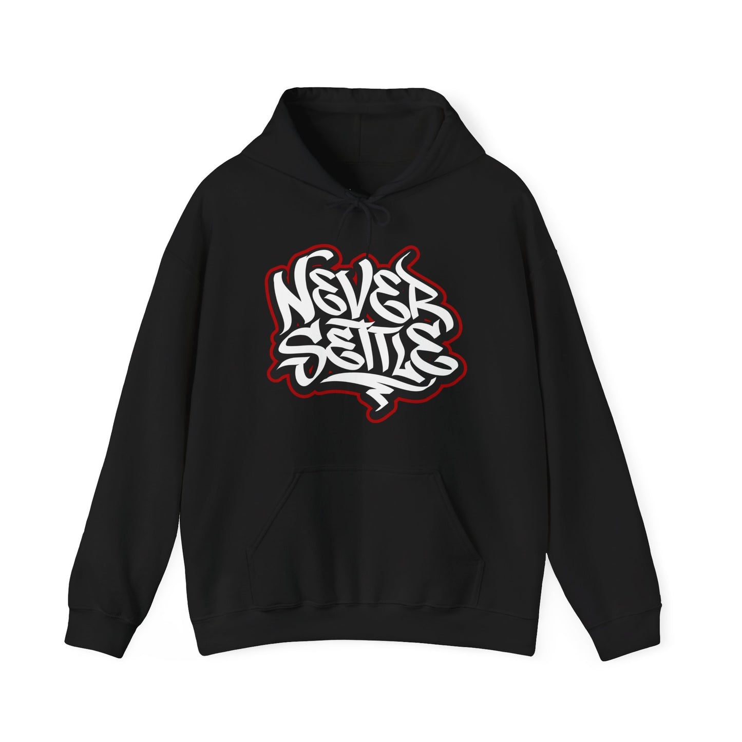 NEVER SETTLE - Hooded Sweatshirt - RED Outline